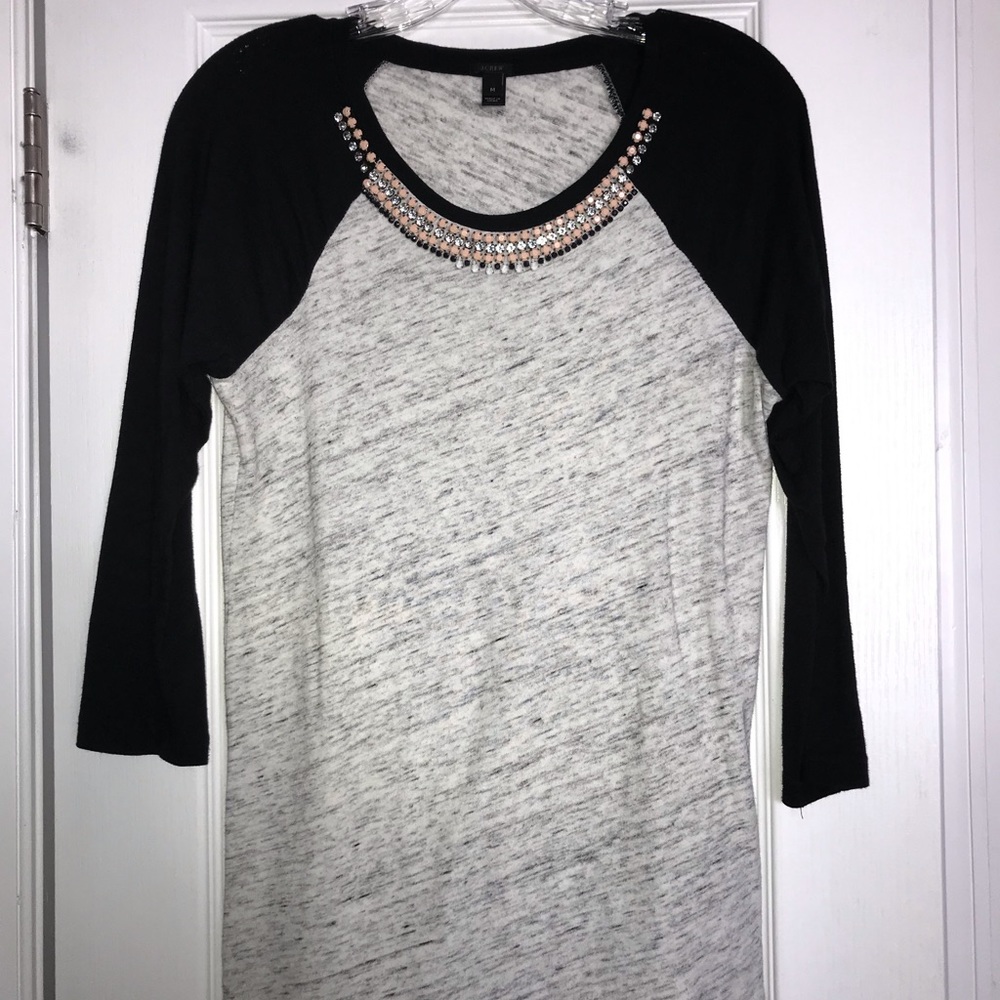 LAST CALL- J. Crew jeweled baseball tee